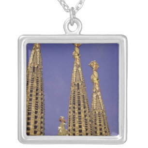 Europe, Spain, Barcelona Sagrada Familia Silver Plated Necklace