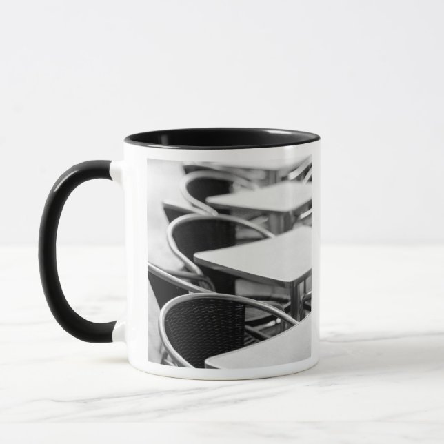 Europe, Spain, Mallorca. Cafe tables, Palma Mug (Left)