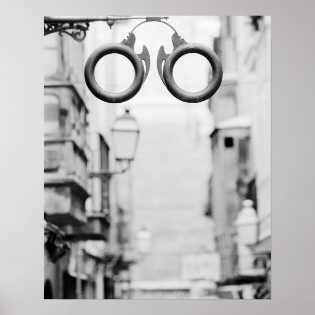 Europe, Spain, Mallorca. Eyeglass shop sign, Poster (Front)