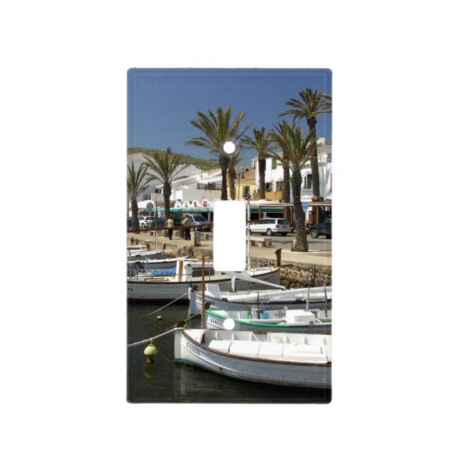 Europe, Spain, Minorca (aka Menorca). Fishing Light Switch Cover (Front)