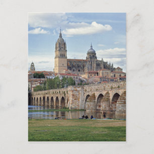 Europe, Spain, Salamanca. The Roman bridge over Postcard