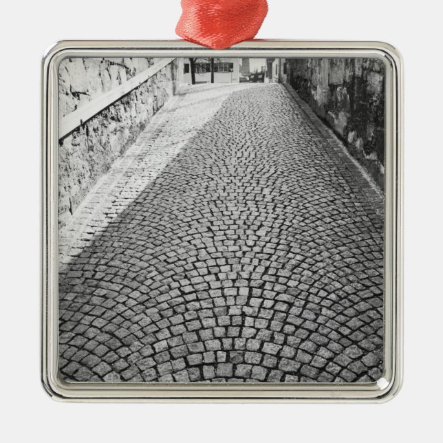 Europe, Switzerland, Zurich. Cobbled street, Metal Ornament (Front)