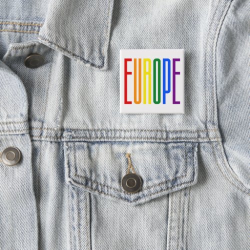 Europe Text LGBT Rainbow Flag Typography Gay Pride Button