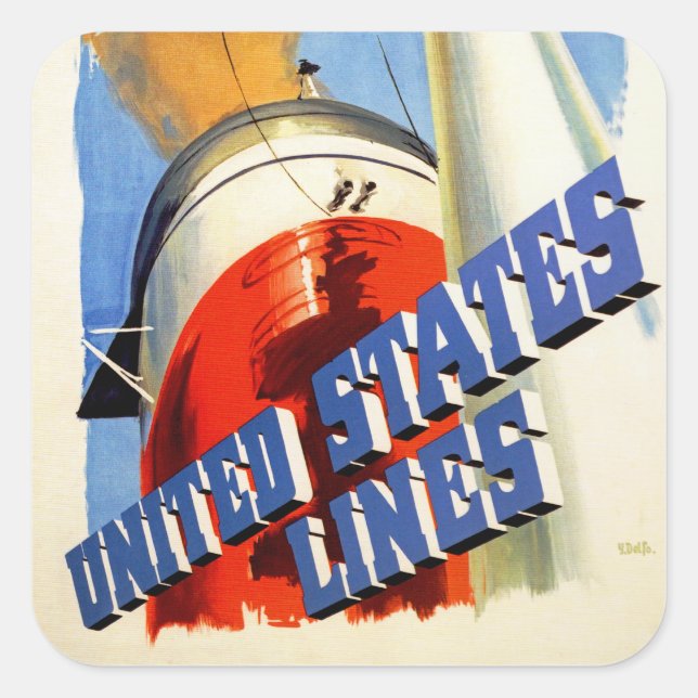 Europe to America ~ United States Lines Square Sticker (Front)