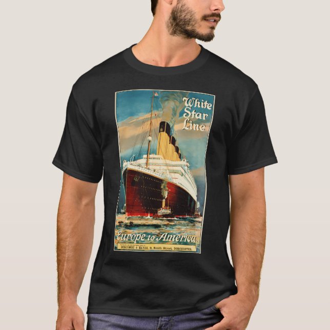 Europe To America Via White Star Line Ocean Liner  T-Shirt (Front)