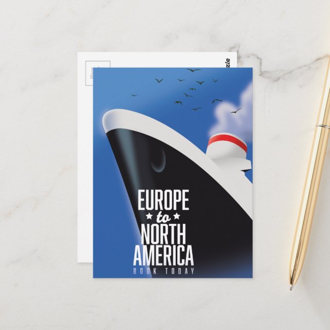 Europe to North America Cruise liner commercial Postcard (Front/Back In Situ)