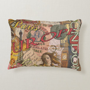 Europe Travel Vintage European Paris France Art Accent Pillow