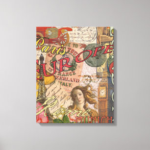 Europe Travel Vintage European Paris France Art Canvas Print