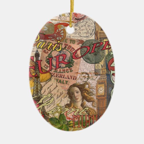 Europe Travel Vintage European Paris France Art Ceramic Ornament