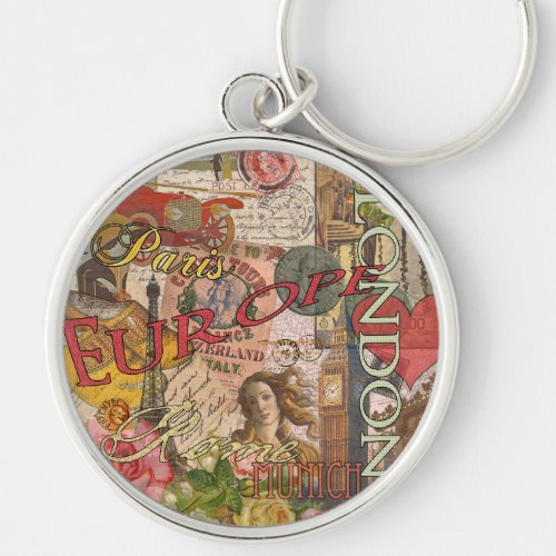 Europe Travel Vintage European Paris France Art Keychain