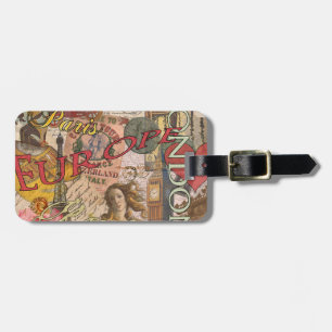 Europe Travel Vintage European Paris France Art Luggage Tag