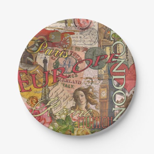 Europe Travel Vintage European Paris France Art Paper Plates