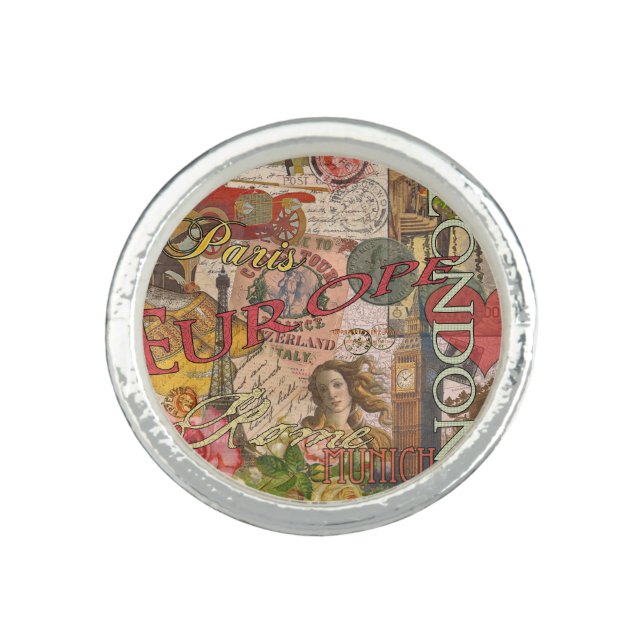 Europe Travel Vintage European Paris France Art Ring (Front)