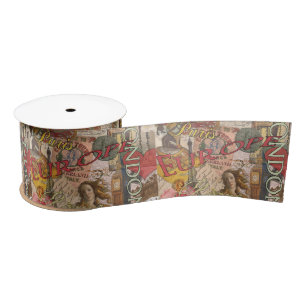 Europe Travel Vintage European Paris France Art Satin Ribbon