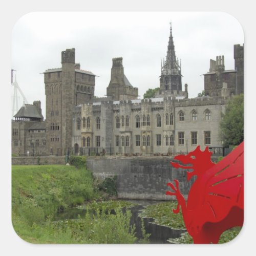 Europe Wales Cardiff Cardiff Castle Welsh 2 Square Sticker