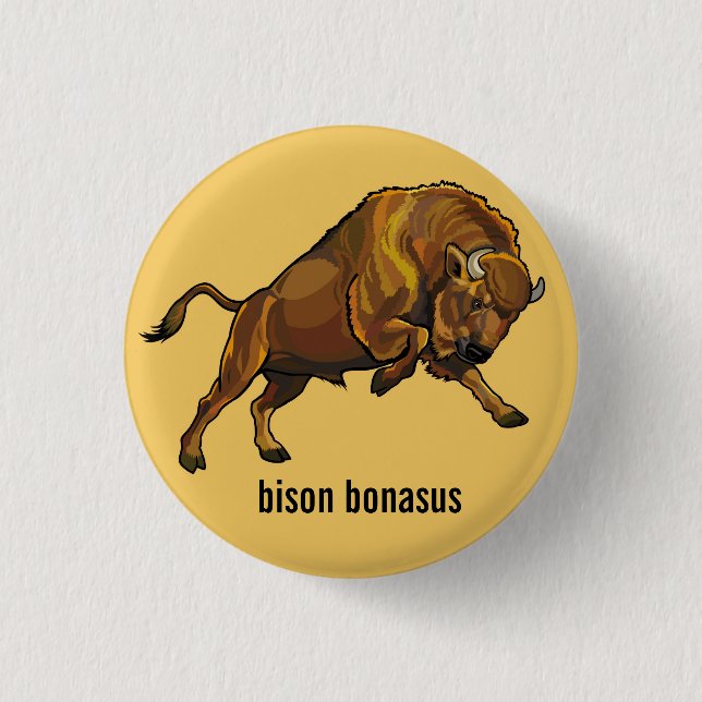 european bison pinback button (Front)