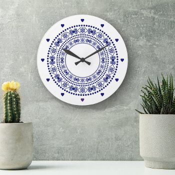 European Blue Country Chic Large Clock by SandCreekVentures at Zazzle