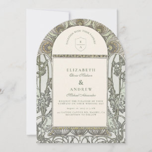 European Botanical Arch Wedding Invitation