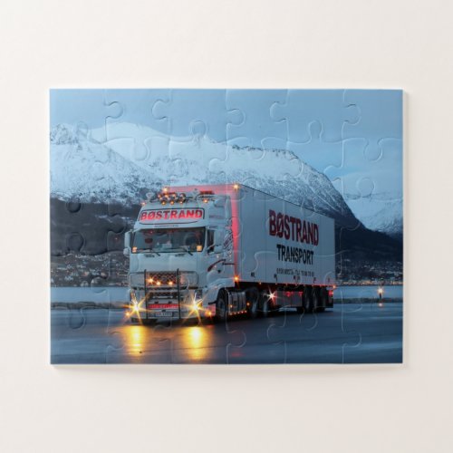 European Cab Over Big Rig 18 Wheeler Mountain Run Jigsaw Puzzle