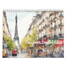 European Capital Cities 2026 Watercolor Travel Art