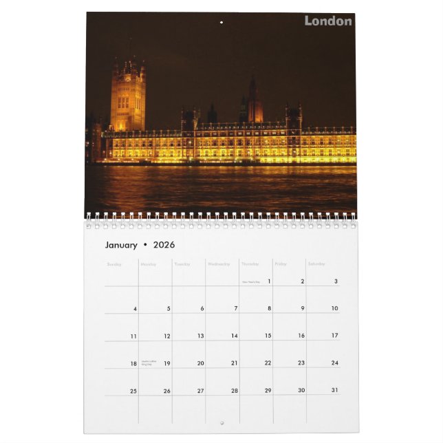 European Capitals Calendar (Jan 2026)