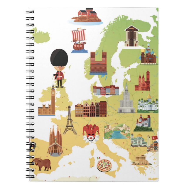 European Cartoon Map Notebook (Front)