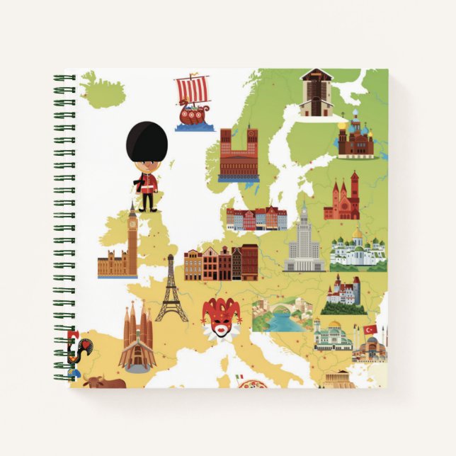 European Cartoon Map Notebook (Front)