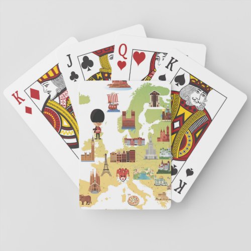European Cartoon Map Poker Cards