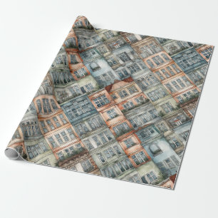 european city windows  wrapping paper