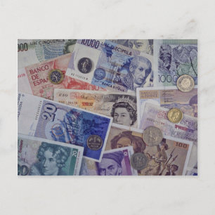 European currency postcard