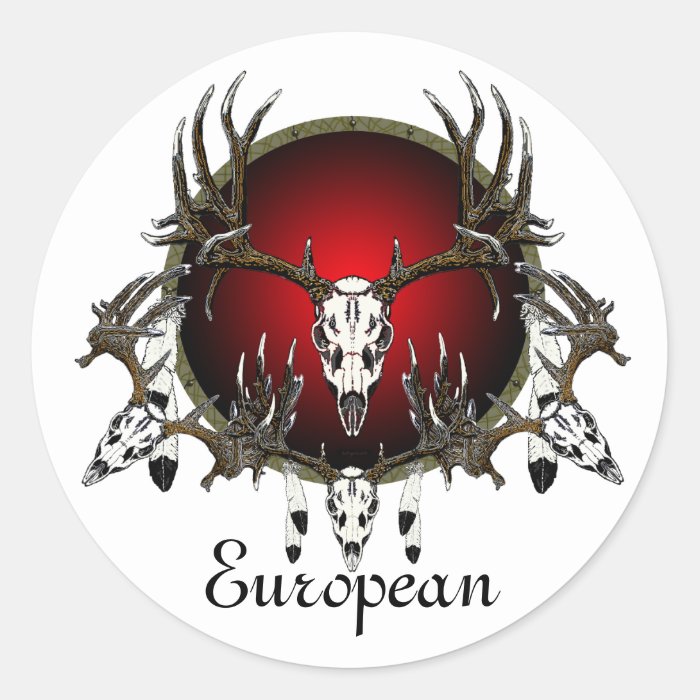 European deer skulls stickers