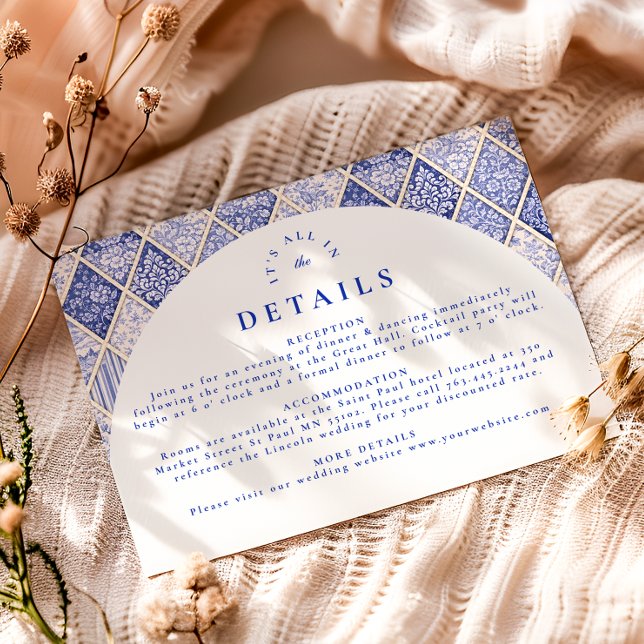 European Delft Tile Wedding Enclosure Card (Creator Uploaded)