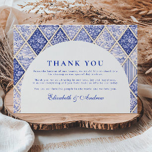 European Delft Tile Wedding Thank You Card
