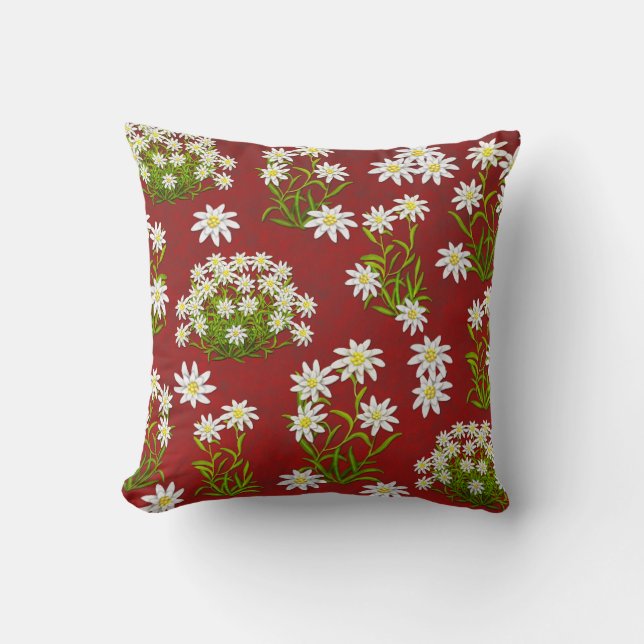 European Edelweiss Alpine Flowers Pillow (Front)