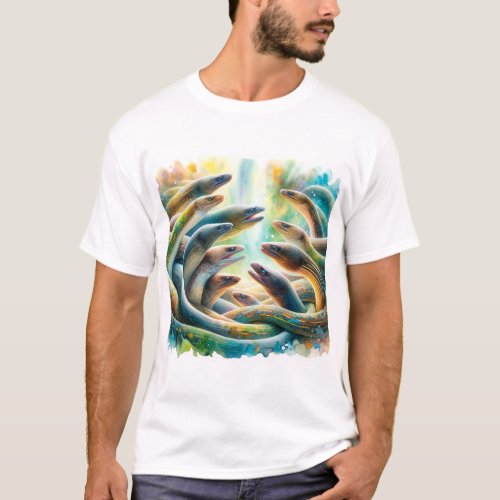 European Eels 030624AREF109 _ Watercolor T_Shirt