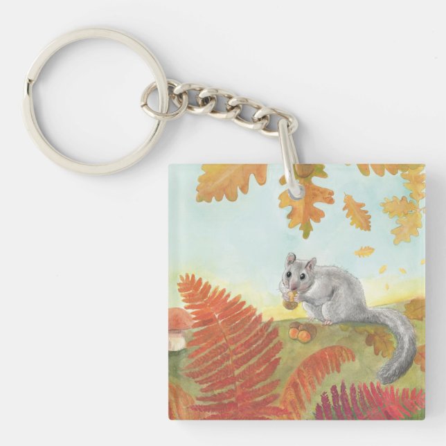 European Fat Dormouse (Glis glis) in Nature  Keychain (Front)