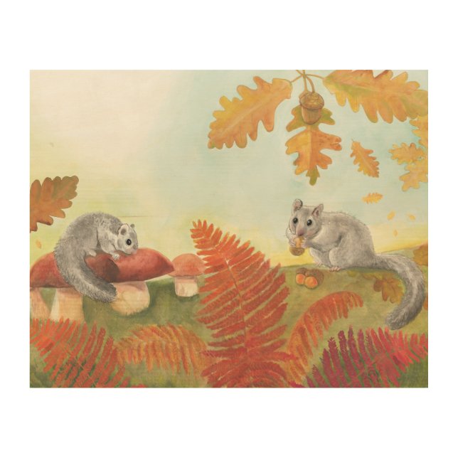 European Fat Dormouse (Glis glis) in Nature  Wood Wall Art (Front)