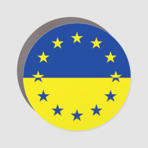 European Flag of Ukraine - Прапор України  Car Magnet