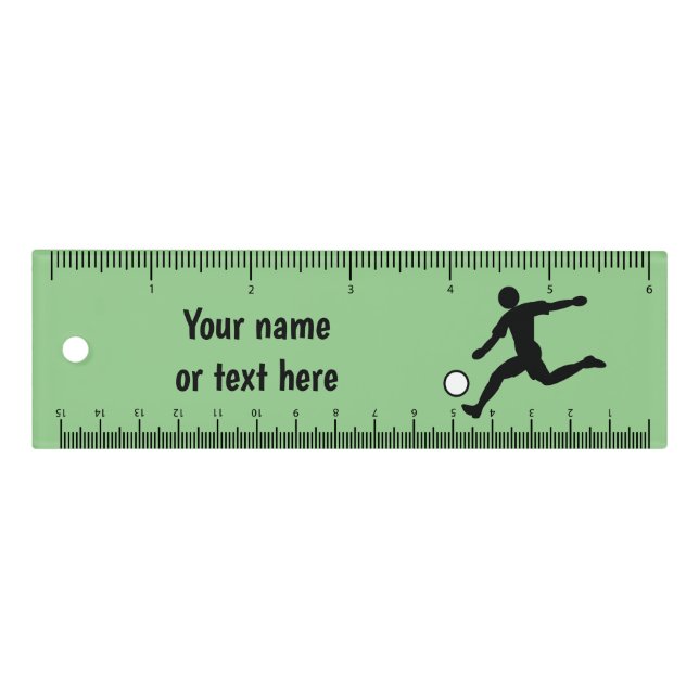 European Football / US Soccer Player with Ball Rul Ruler (Front)