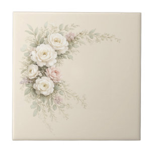 European Garden Floral Artwork Ceramic Tile