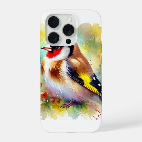 European Goldfinch 060724AREF127 _ Watercolor iPhone 15 Pro Case