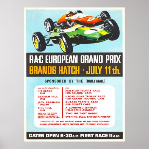 European Grand Prix Vintage Car Poster