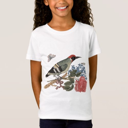 European green woodpecker on a branch with ros T_Shirt