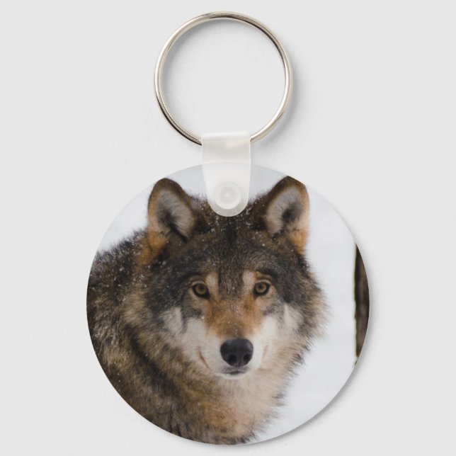 European grey wolf keychain (Front)