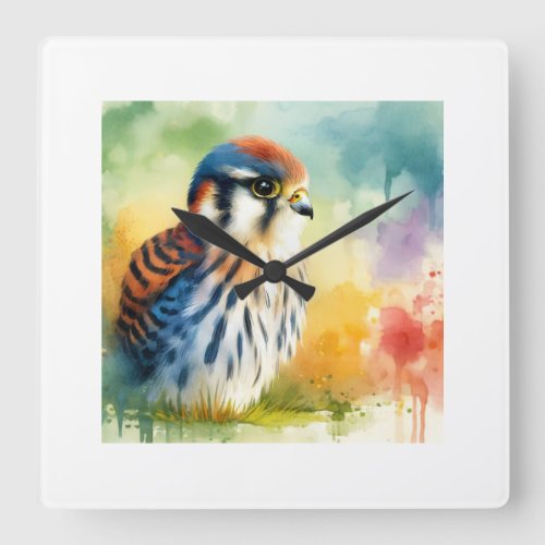 European Hobby in Colorful Serenity AREF671 _ Wate Square Wall Clock