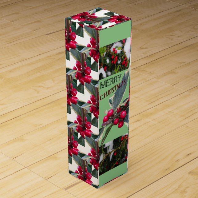 European Holly Christmas Wine Gift Box (Front)
