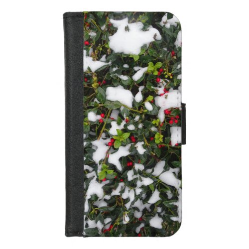 European Holly with Snow Wallet Case 