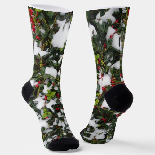European Holly with Snow Wallet Case  Socks