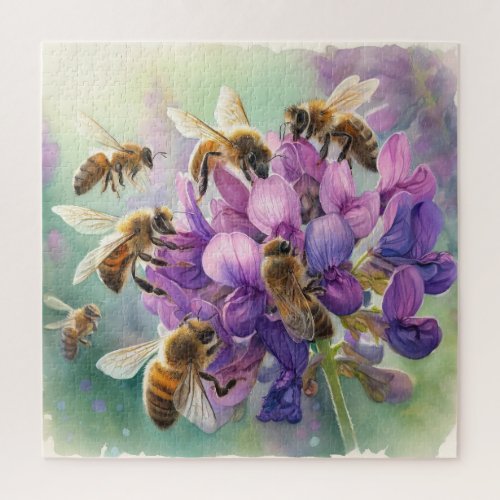 European Honey Bees Gathering Nectar REF205 _ Wate Jigsaw Puzzle