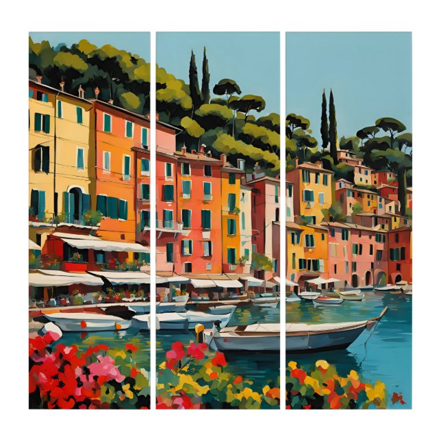 European Italian Coastline Mediterranean Sea Triptych (Front)